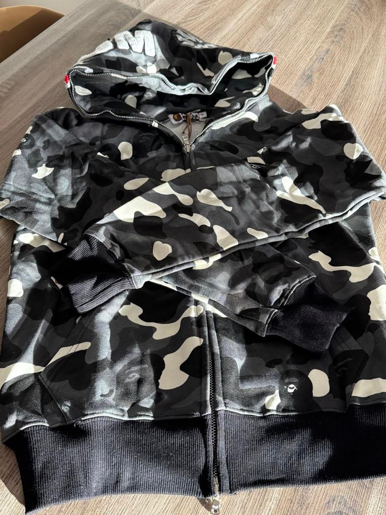 BAPE Shark Camo Hoodie Zwart/Grijs, Ophalen of Verzenden, Nieuw, Maat 48/50 (M), Zwart