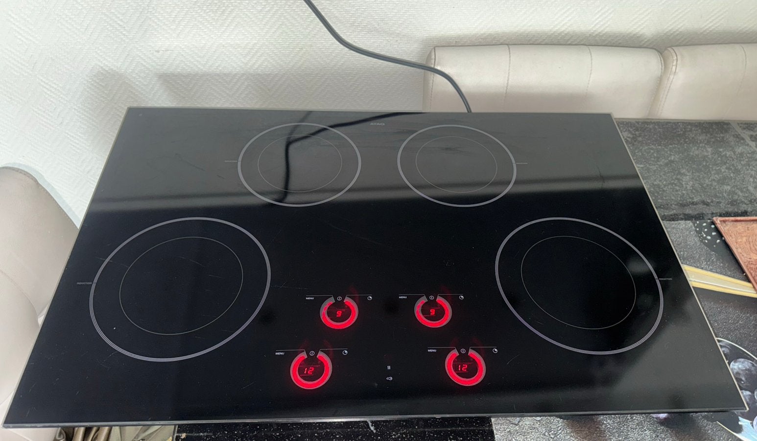 Atag HI8271S inductie kookplaat 80x52 cm ZGAN, Ophalen, 4 kookzones, Zo goed als nieuw, Inbouw