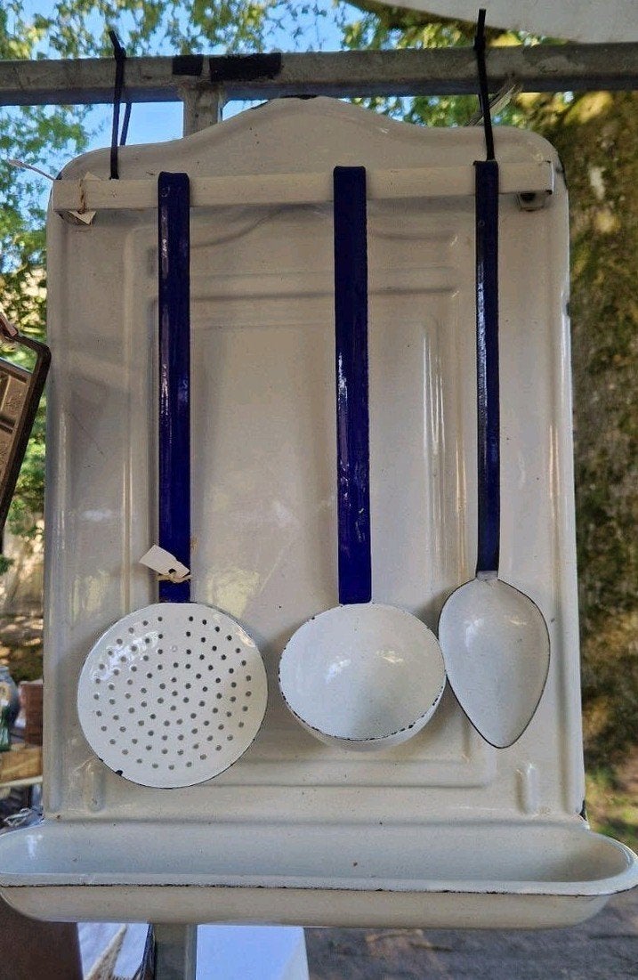 Lepelrek brocante emaille wit, Ophalen of Verzenden