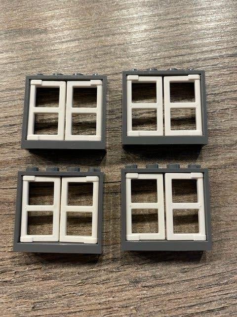 lego ramen donker grijs 1x4x3 met witte vensters (8), Ophalen of Verzenden, Nieuw, MOC (eigen creatie), Lego