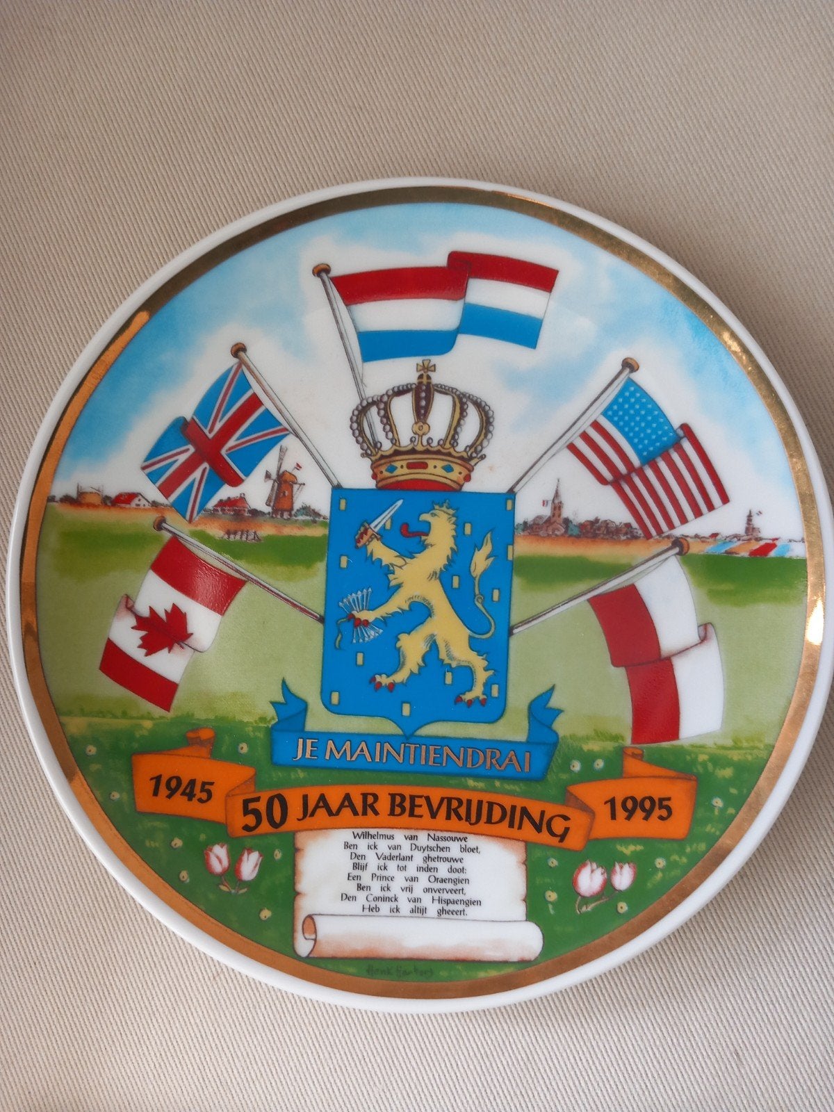 Herdenkingsbord 50 Jaar Bevrijding Nederland 1945-1995, Ophalen of Verzenden