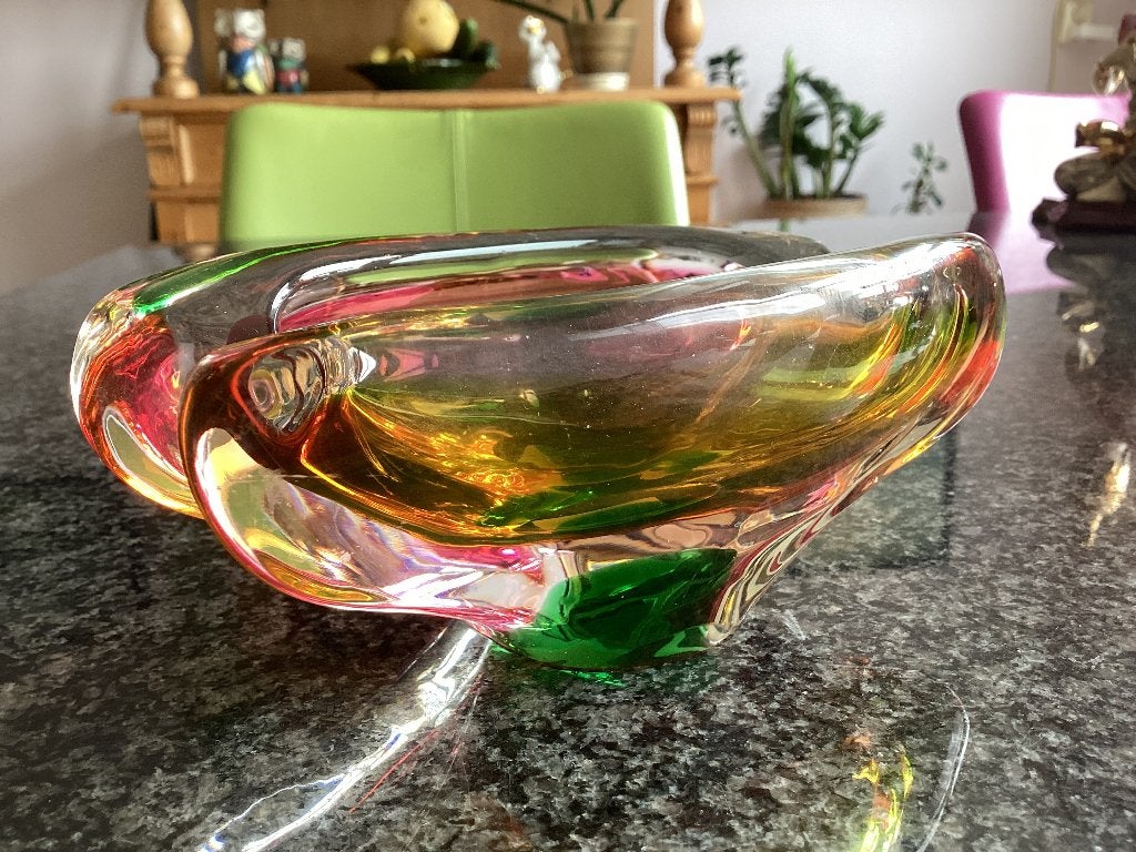 Novi Bor, Glaskunst, schaaltje, mondgeblazen, vintage, Antiek en Kunst, Antiek | Glas en Kristal, Ophalen