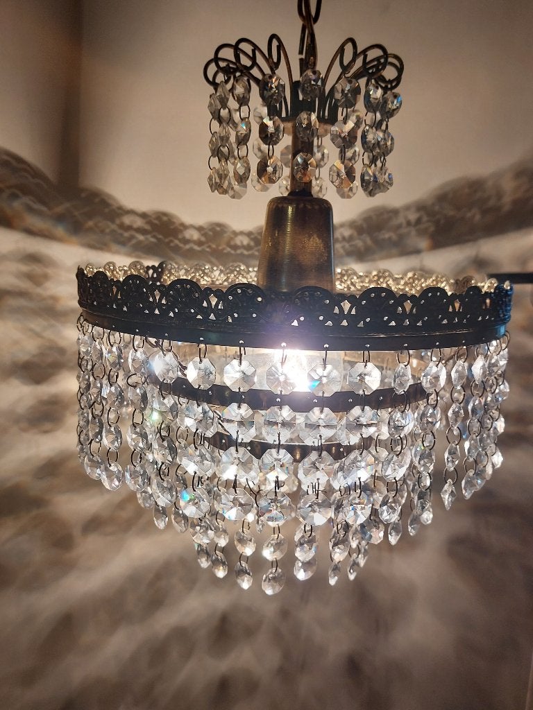mooie mid century kroonluchter met Swarovski kristallen, Ophalen of Verzenden