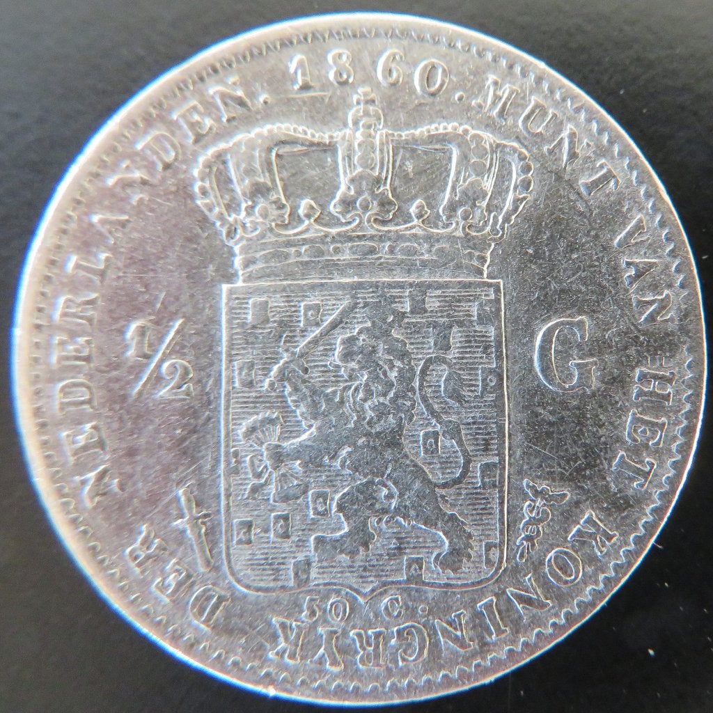 Halve Gulden 1860, ½ gulden, Koning Willem III, Verzenden, Zilver
