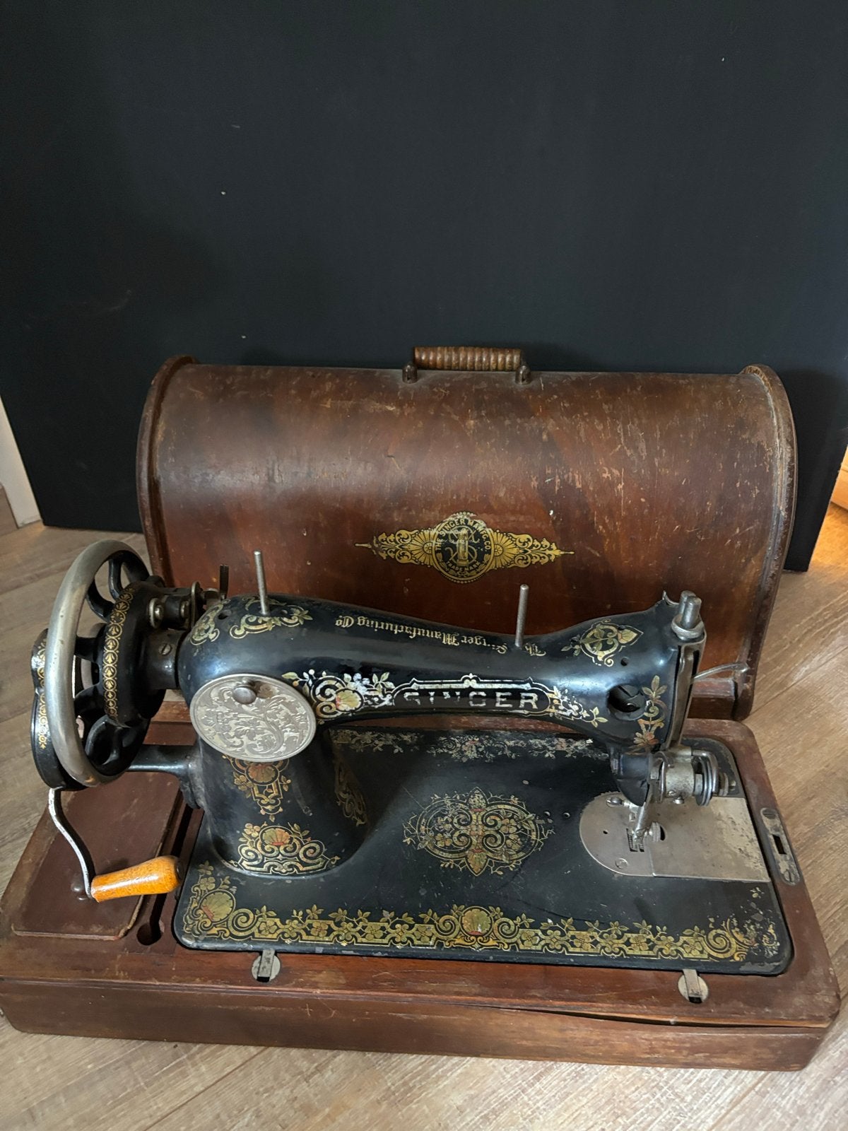 Antieke Singer Naaimachine met Houten Koffer, Ophalen