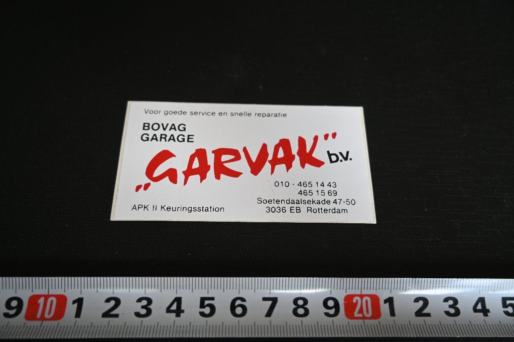 sticker Rotterdam GARVAK BV  Bovag Garage, Ophalen, Zo goed als nieuw