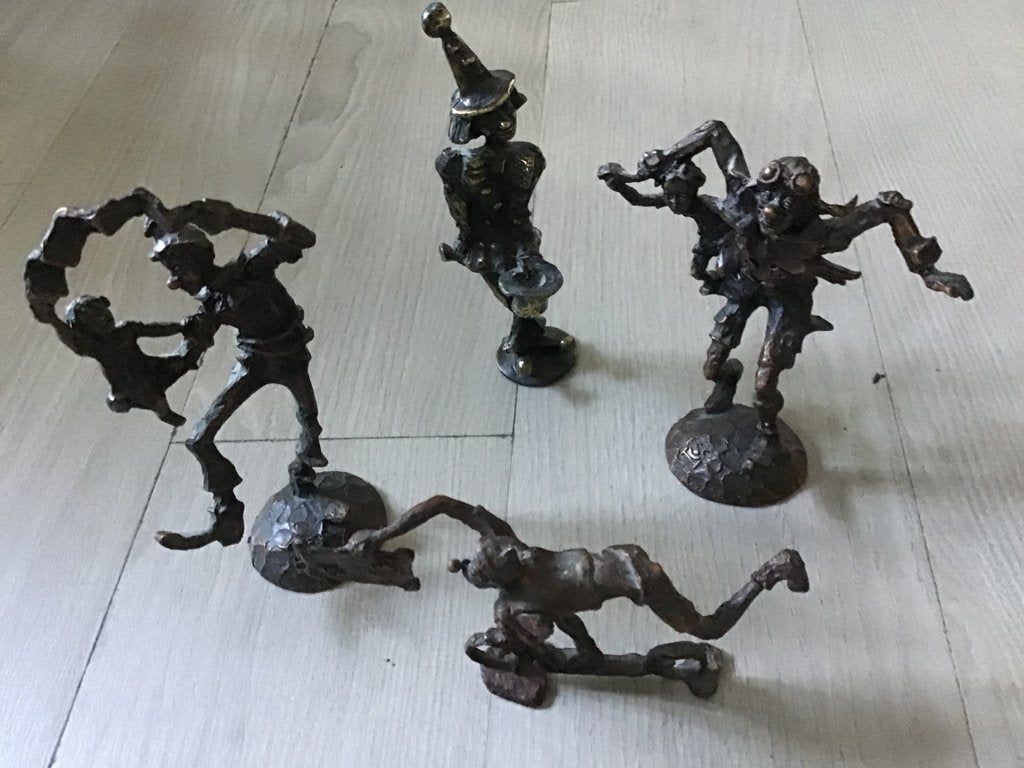 Te koop: Verbronsde, tinnen beeltjes clini clowns, Verzamelen, Beelden en Beeldjes, Ophalen of Verzenden, Nieuw