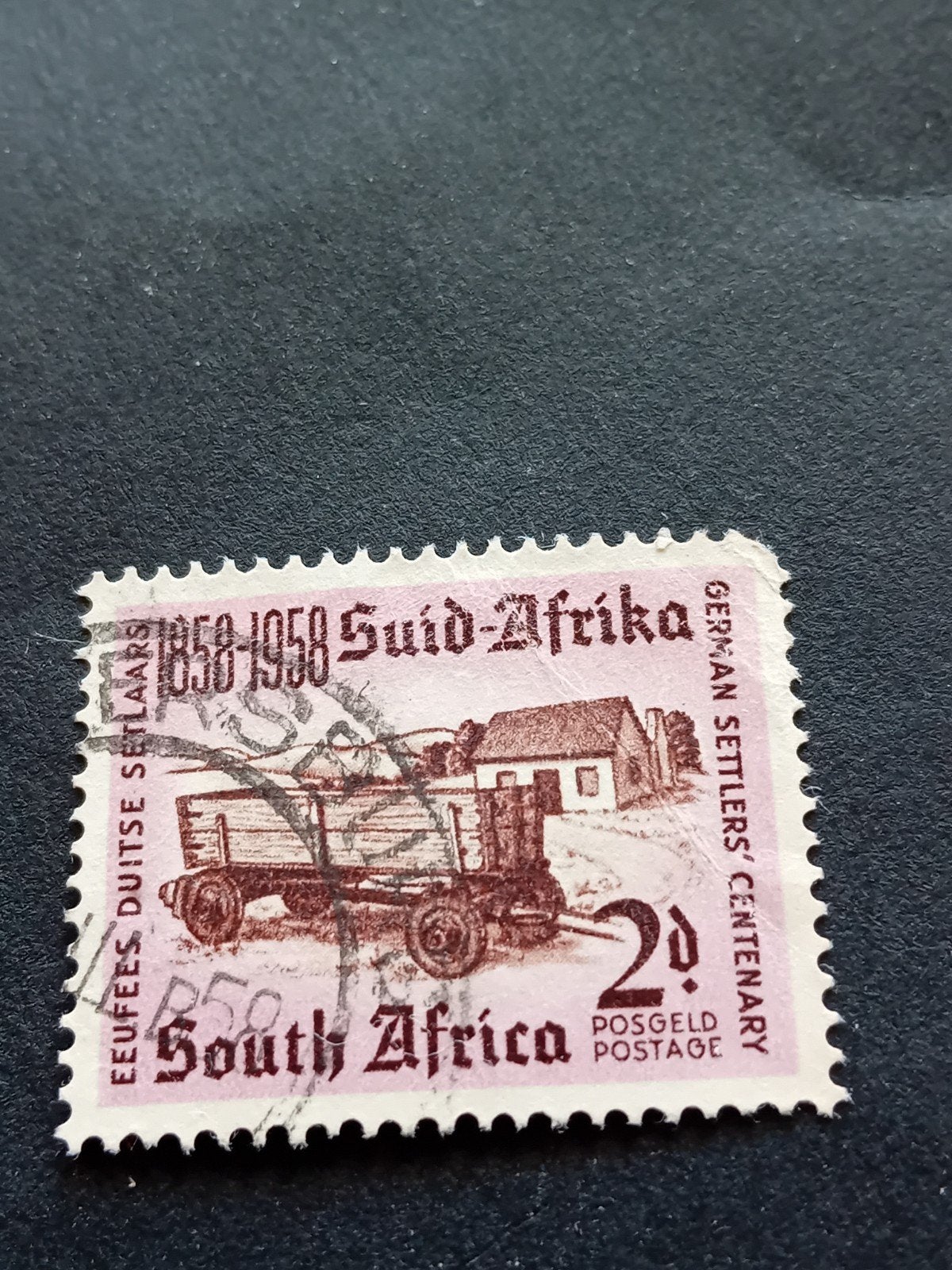 Zuid-Afrika 1958 Duitse Kolonisten Eeuwfeest Postzegel, Ophalen of Verzenden, Zuid-Afrika