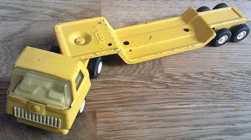 Vintage Tonka Dieplader truck en trailer 1960s, Ophalen of Verzenden, Gebruikt, Bus of Vrachtwagen
