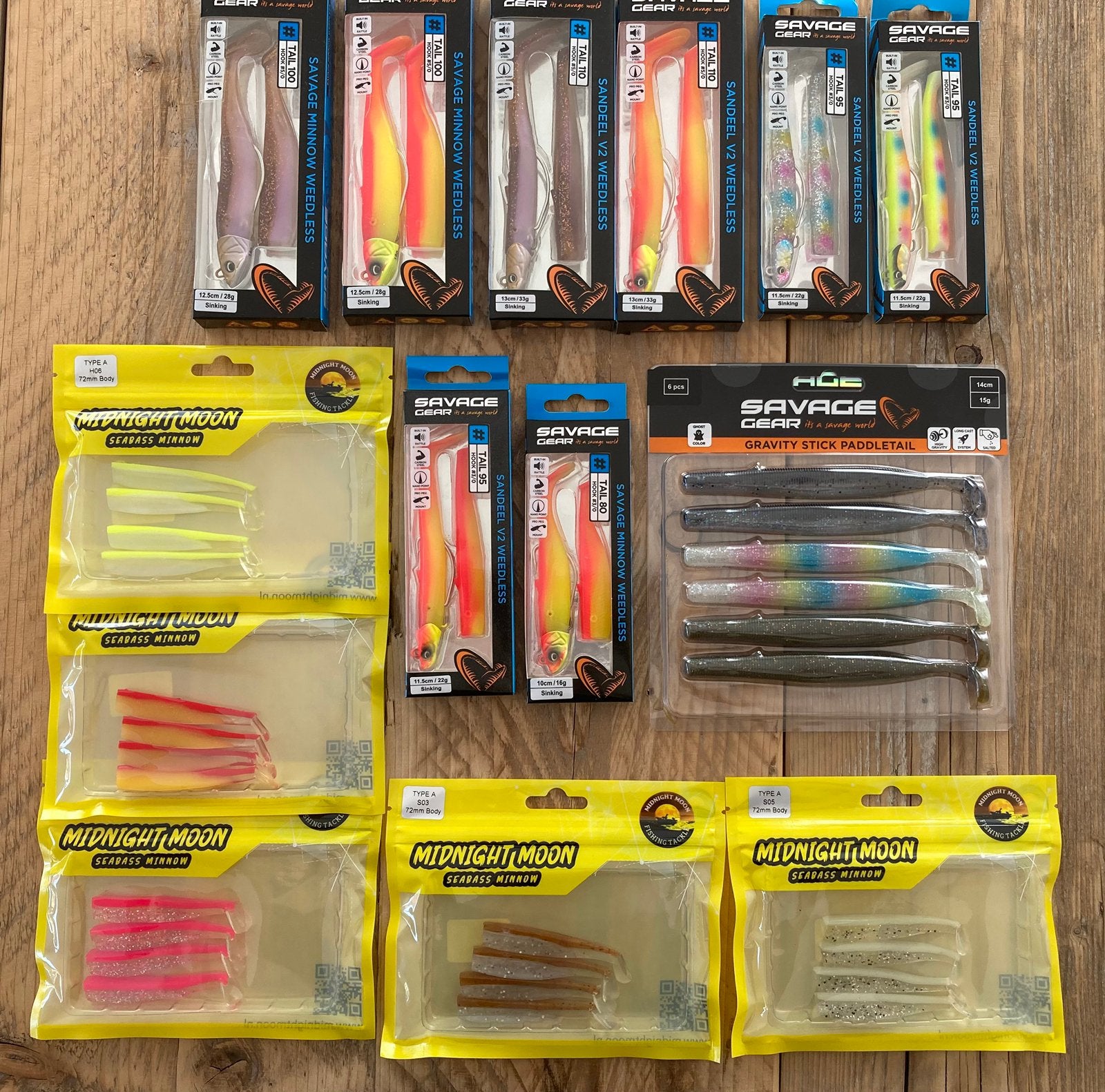SuperSET Savage Gear Weedless Minnows Sandeels Zeebaars, Ophalen, Nieuw, Complete set