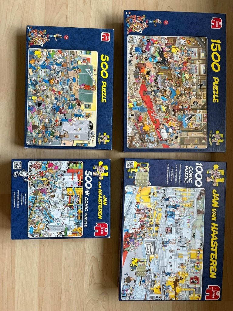 puzzels van Jan van Haasteren, Hobby en Vrije tijd, Denksport en Puzzels, Ophalen, 500 t/m 1500 stukjes, Zo goed als nieuw, Legpuzzel