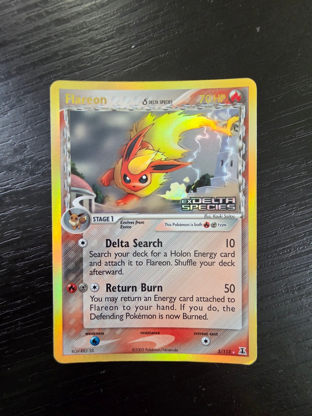 Flareon Delta Species Holo Pokémon Kaart - Goede Conditie, Ophalen of Verzenden, Zo goed als nieuw, Losse kaart, Foil