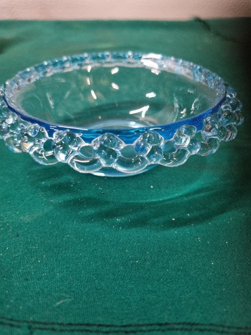 schaaltje blauw opengewerkt glas vintage, Ophalen of Verzenden