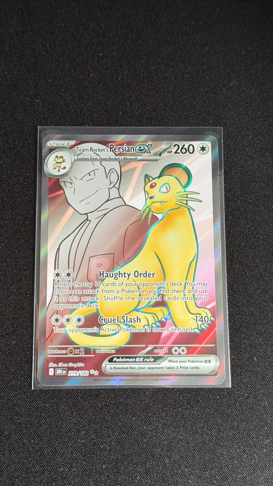 Team rockets persian ex 219/182 pokemon destined rivals, Ophalen of Verzenden, Zo goed als nieuw