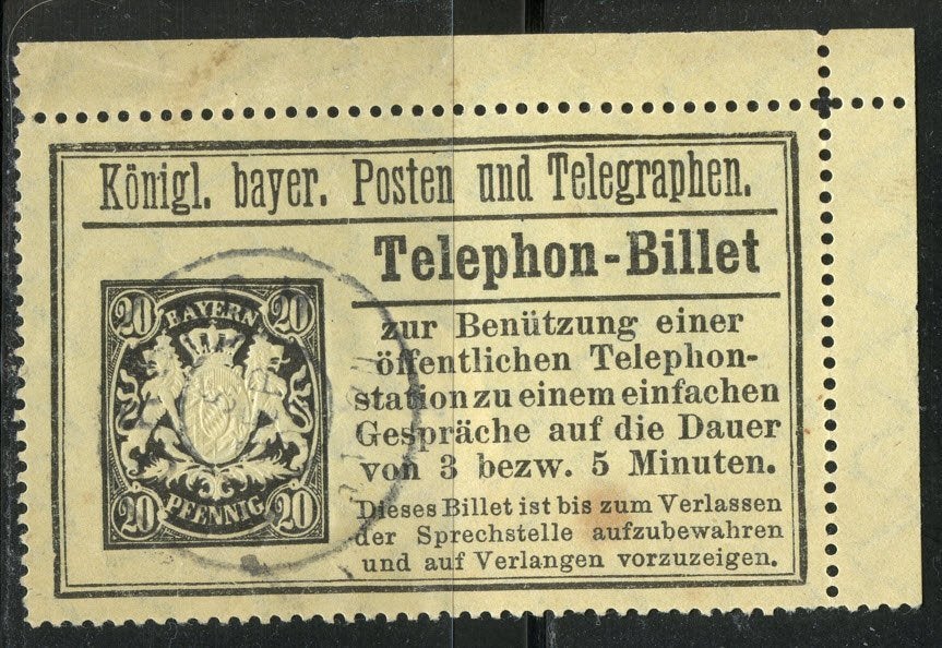 Bayern Telefonbillet 20pf, Verzenden, Overige periodes, Gestempeld