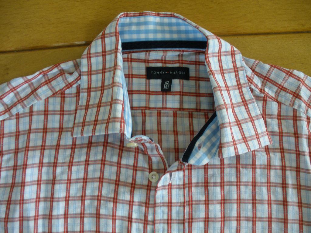 TOMMY HILFIGER bloes wit rood blauw ruit maat 42, Blauw, Halswijdte 38 (S) of kleiner, Tommy Hilfiger, Ophalen of Verzenden