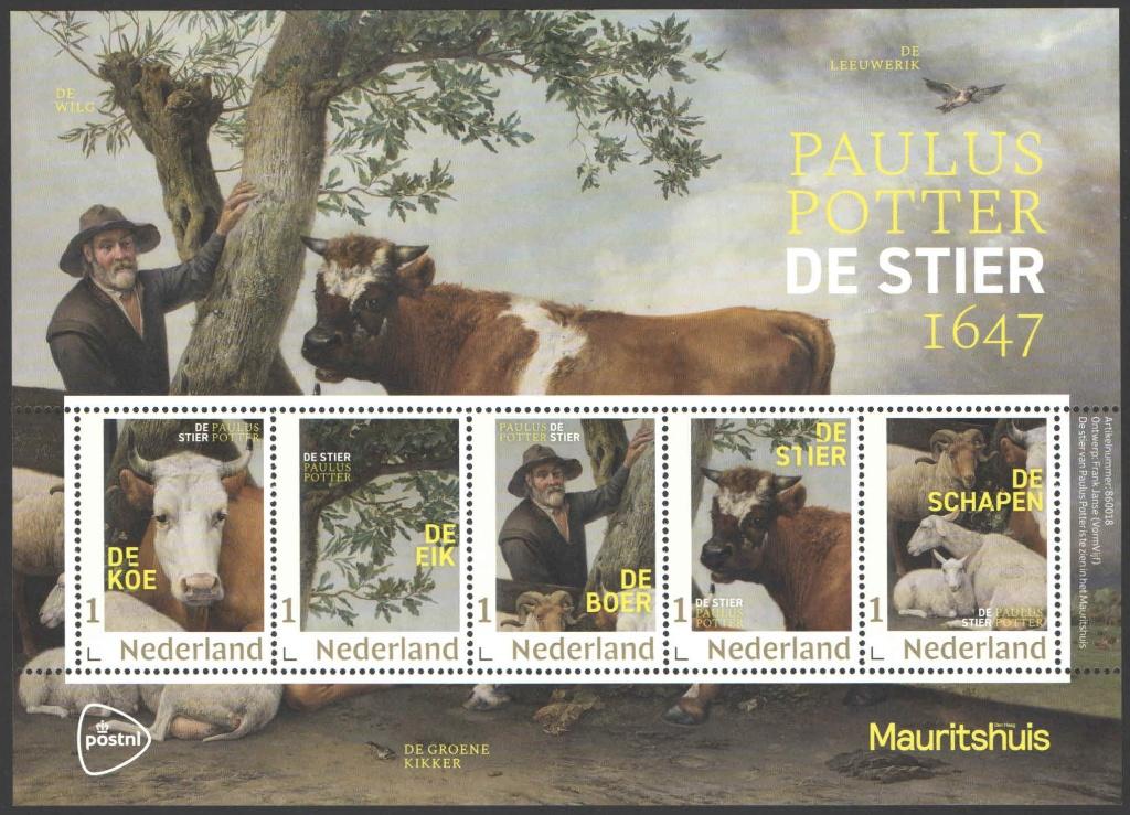 Postzegels Paulus Potter, De Stier., Ophalen of Verzenden, Na 1940, Postfris