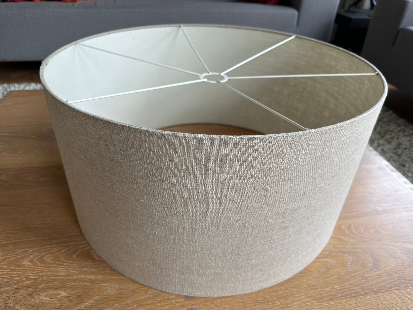 Grote ronde lampenkap, Beige, Rond, Zo goed als nieuw, 59 cm