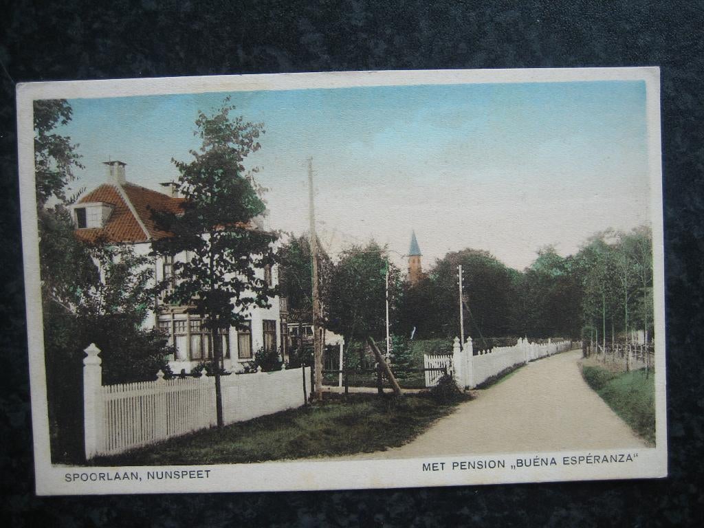 NUNSPEET Spoorlaan met pension Buena Esparanza, Verzamelen, Ansichtkaarten | Nederland, Ophalen of Verzenden, 1920 tot 1940, Gelderland