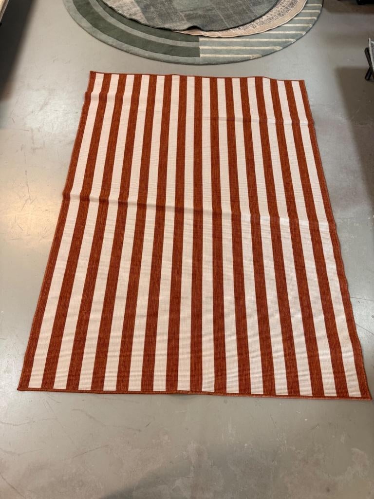 Buitenkleed donkerrood gestreept 160x230 cm, Interieur05, Buitenkleed, Rood, 8914BK