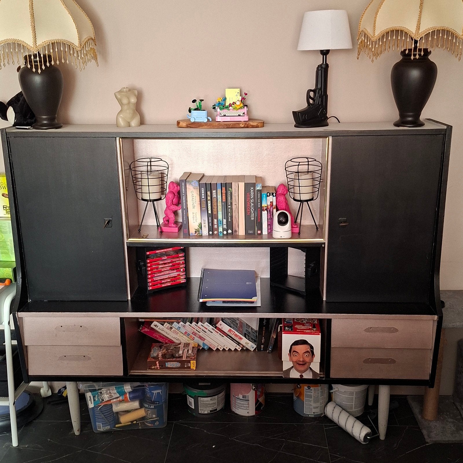Vintage dressoir/kast met opbergruimte en planken, Huis en Inrichting, Ophalen, Gebruikt, 100 tot 150 cm, Vintage