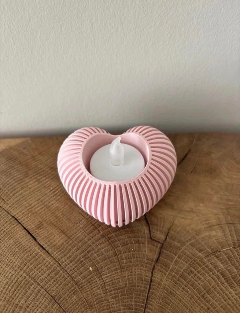 3D geprinte hart led houder, Kunststof, Nieuw, Ophalen of Verzenden, Kandelaar