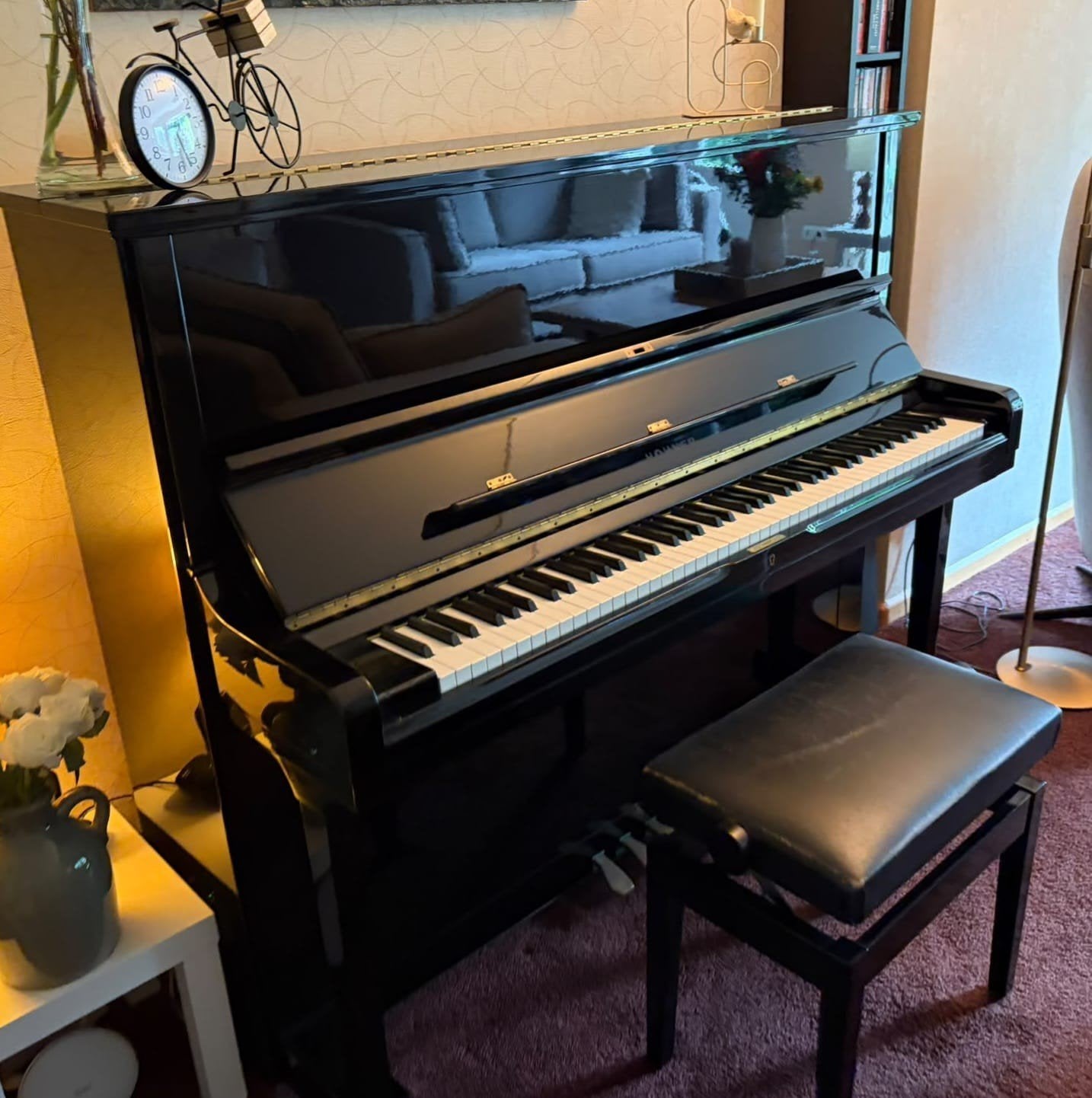 Zwarte staande piano, Muziek en Instrumenten, Ophalen, Gebruikt, Zwart, Piano