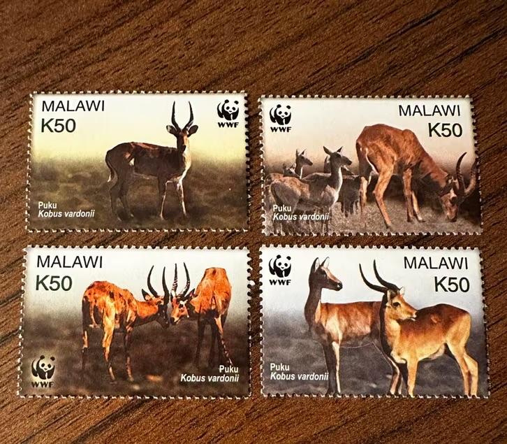 Malawi 2003 WWF Puku dieren postfris, Ophalen of Verzenden, Postfris