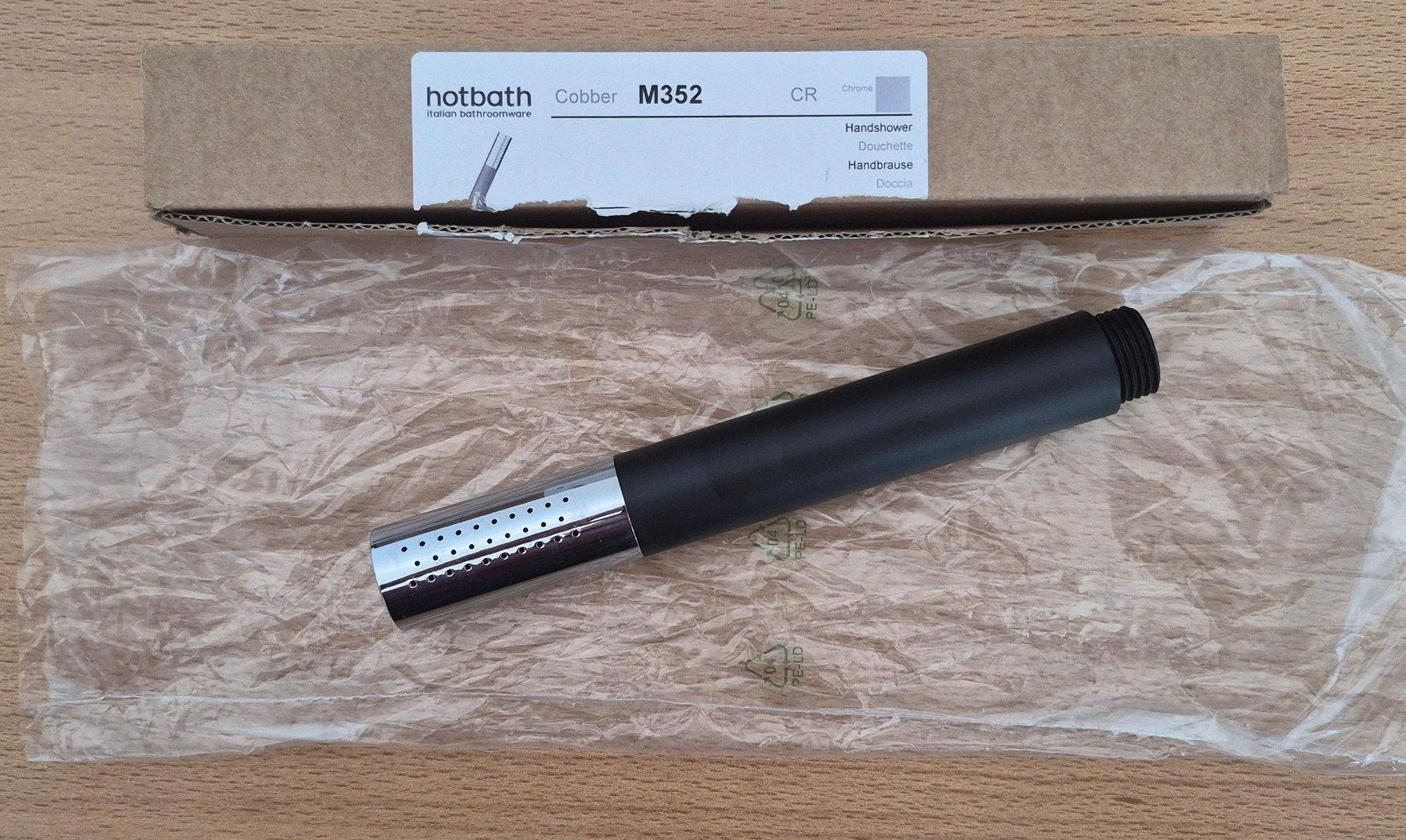 Hotbath M352CR Staafhanddouche Handdouche Chroom Zwart NIEUW, Doe-het-zelf en Verbouw, Ophalen of Verzenden, Nieuw, Chroom, Douche