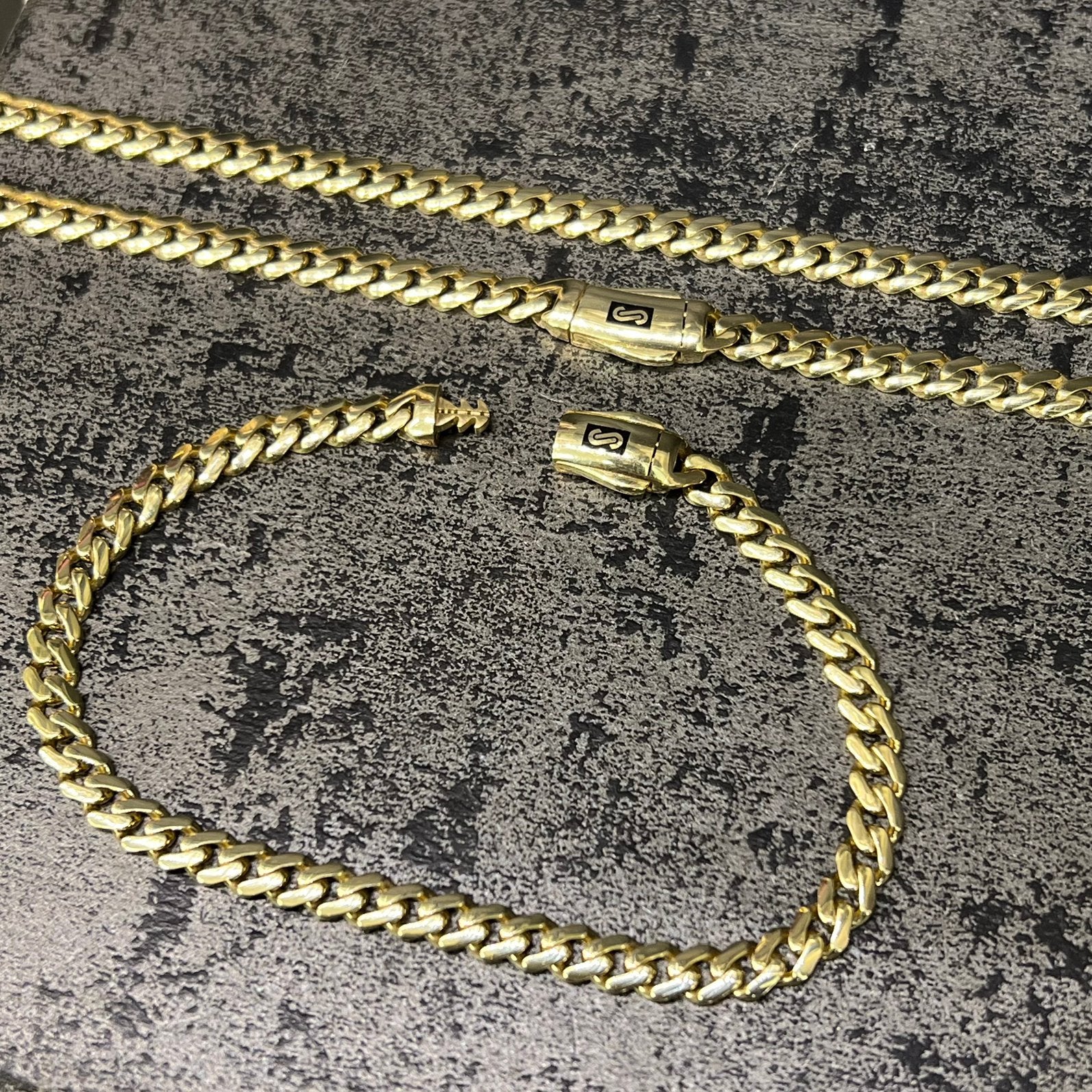 18 karaat gouden kettijg en armband monaco schakel set, Ophalen of Verzenden, Nieuw
