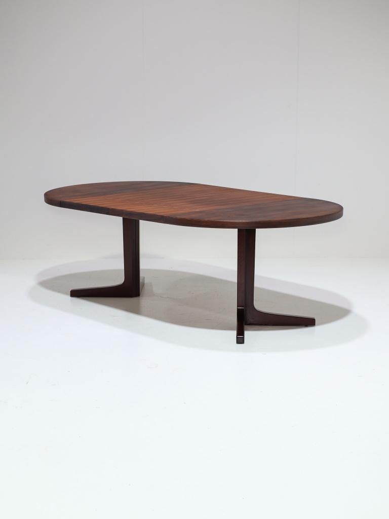 Uitschuifbare eettafel palissander Deens 1960s, Huis en Inrichting, Tafels | Eettafels, Zo goed als nieuw, 100 tot 150 cm, 200 cm of meer