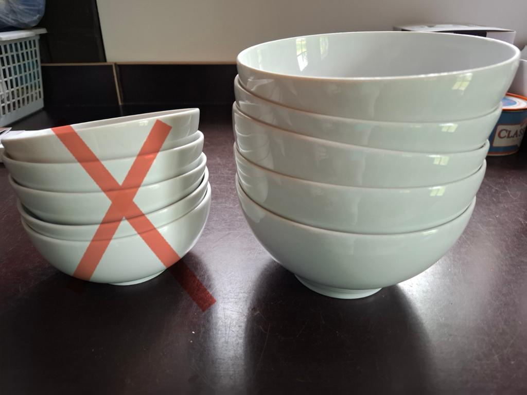 Ikea 365 servies: 5 grote kommen en 5 kleine (zijn verkocht), Ophalen, Gebruikt, Rond, Aardewerk
