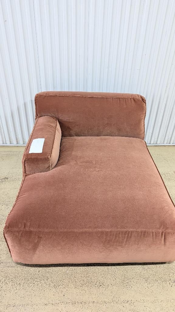 Loveseat XL velours, roest kleur, arm rechts met extra poef, Niet bekend, Eenpersoons, 100 tot 125 cm, 150 tot 200 cm