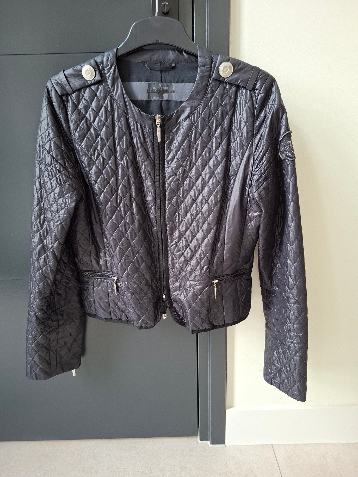 Airfield Zwart Ruitvormig Stikselpatroon Jacket Maat 38, Kleding | Dames, Maat 38/40 (M), Zwart, Ophalen of Verzenden, Zo goed als nieuw