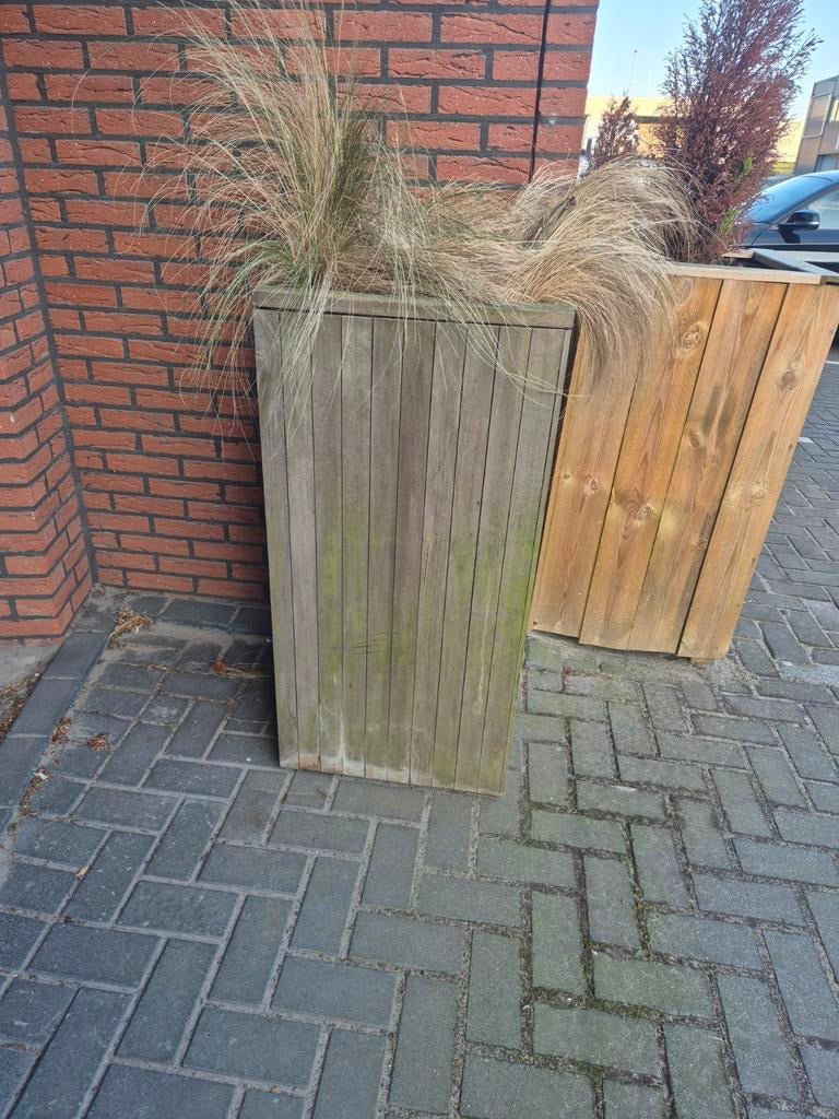Twee plantenbakken 50x50x100 cm massief hout, Ophalen, Rechthoekig, Hout, Balkon