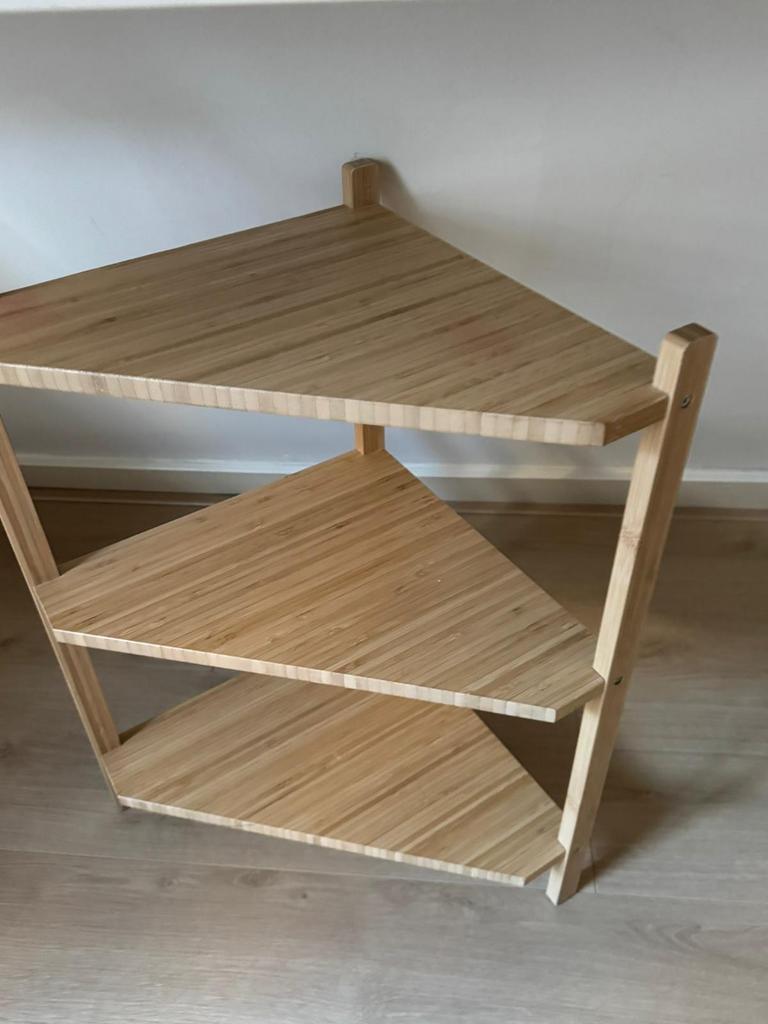 Bamboe hoekrekje met drie planken, Ophalen of Verzenden, Gebruikt