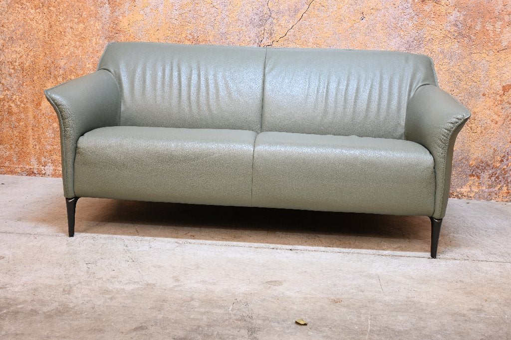 ZGANieuw! groene leren Leolux Mayon design bank, Leolux, Leolux, 150 tot 200 cm, Tweepersoons