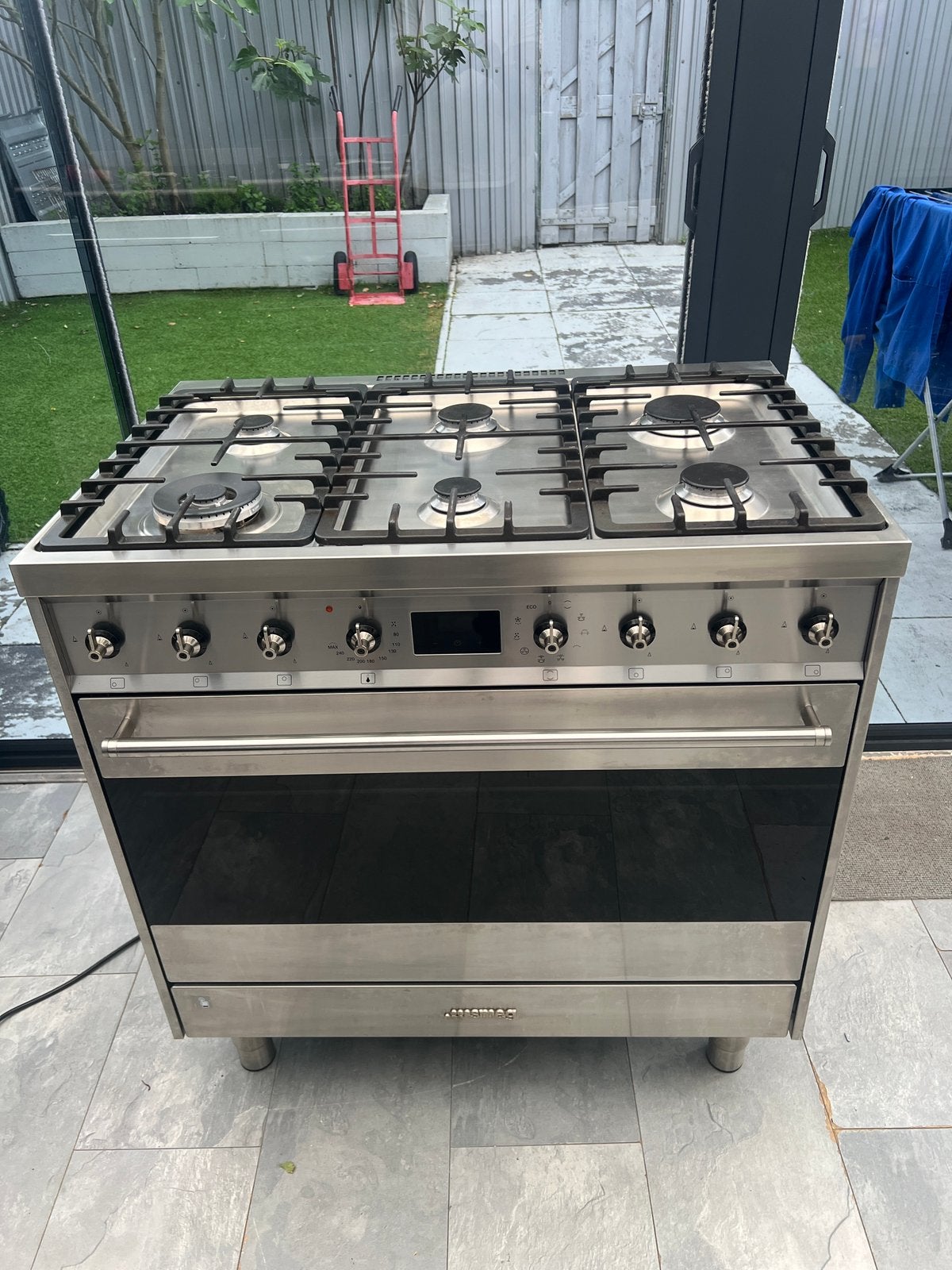 gasfornuis 90 cm *Smeg* grijs, 60 cm of meer, Ophalen of Verzenden, Zo goed als nieuw, Gas