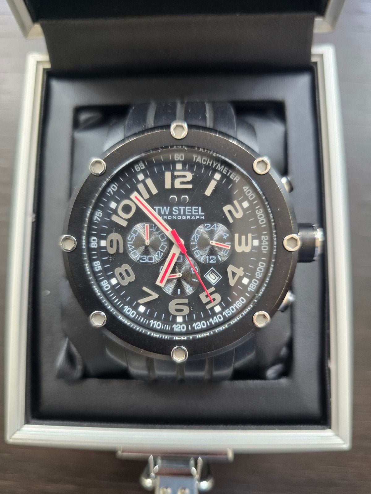 TW Steel Horloge - Zwart met Chronograaf, Ophalen of Verzenden, Zo goed als nieuw, Leer, Overige merken