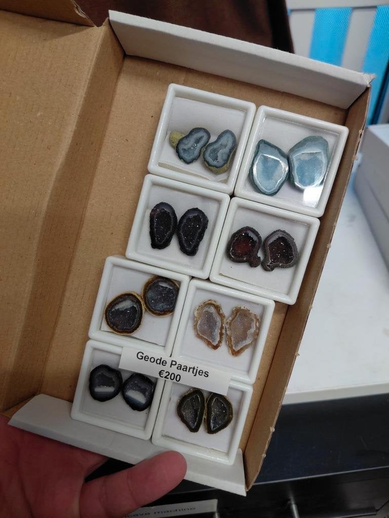 Set met geode paartjes edelsmid, Ophalen of Verzenden