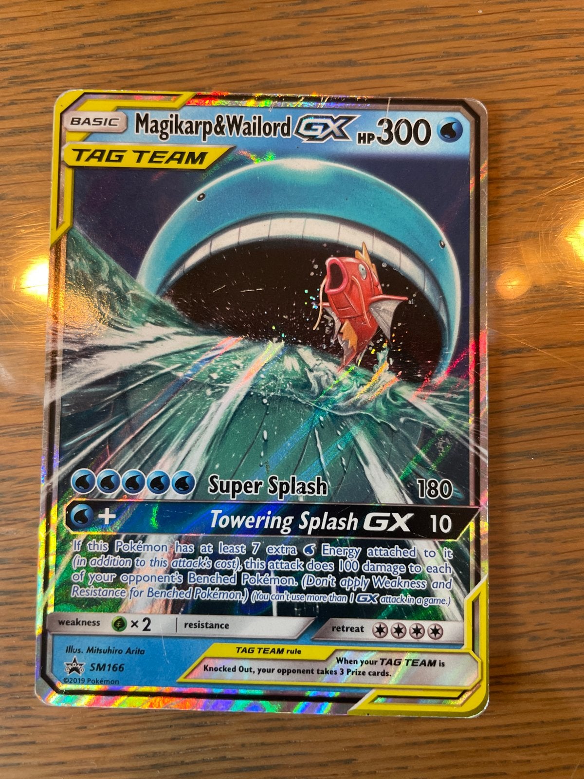Magikarp & Wailord GX TAG TEAM Pokémon Kaart, Ophalen of Verzenden, Gebruikt, Losse kaart