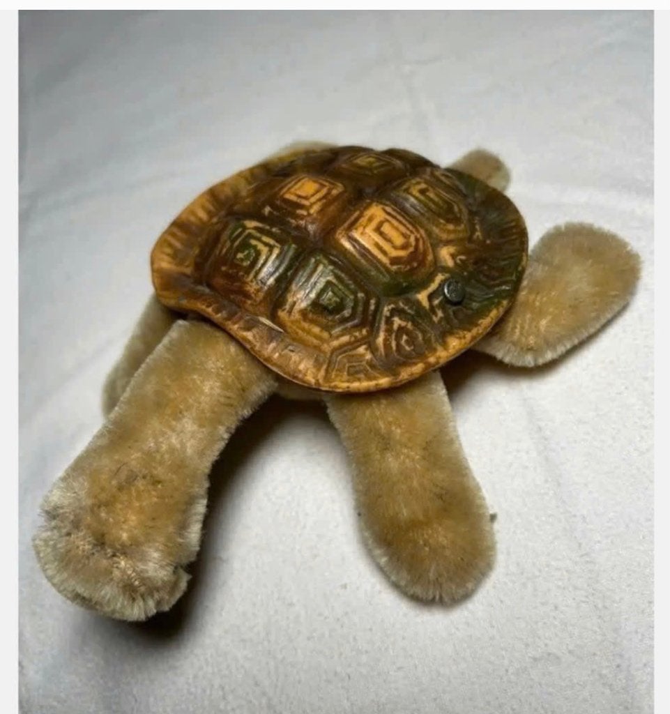 Vintage Steiff “Slo” schildpad jaren ‘50-‘60 knop in schild, Ophalen of Verzenden