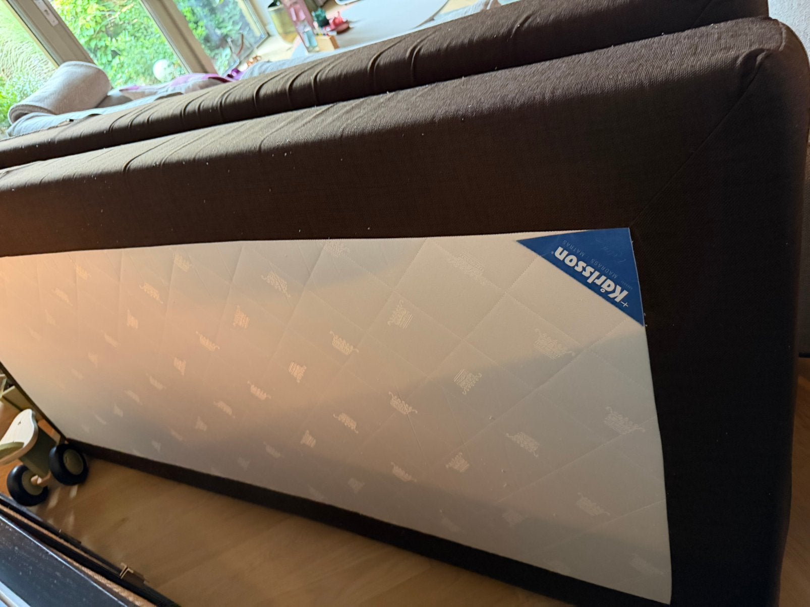 Karlsson Tweepersoons boxspring bruin 180x200 cm, Ophalen, Gebruikt, Bruin, Tweepersoons