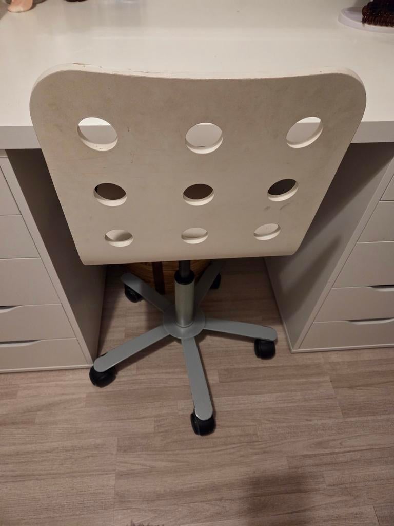 Ikea witte in hoogte verstelbare burostoel, Ophalen, Wit