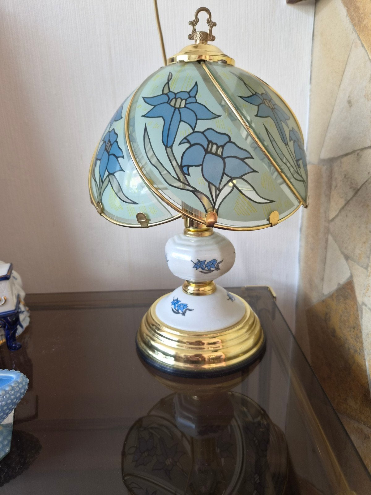 vintage tafellamp, Ophalen, Glas, Vintage