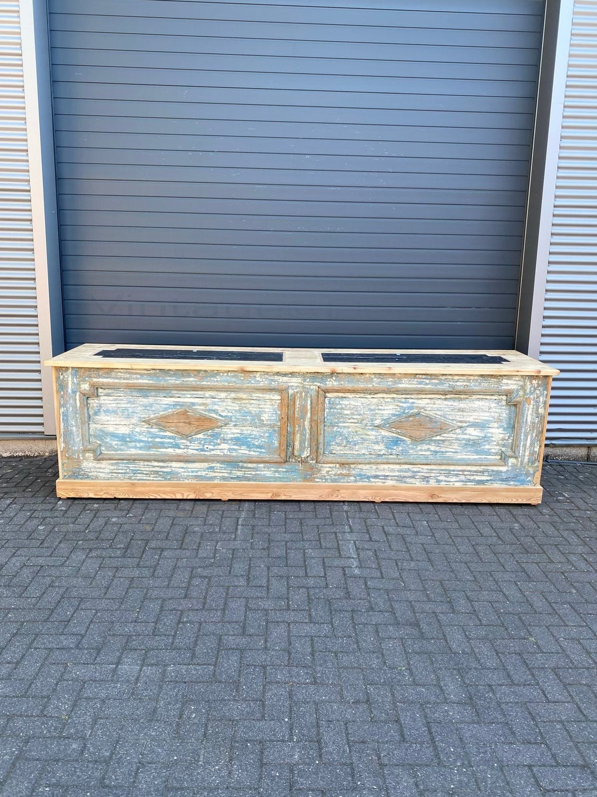 Keukenblok met ingelegd zwart marmeren blad, Ophalen of Verzenden, Zo goed als nieuw, Hout