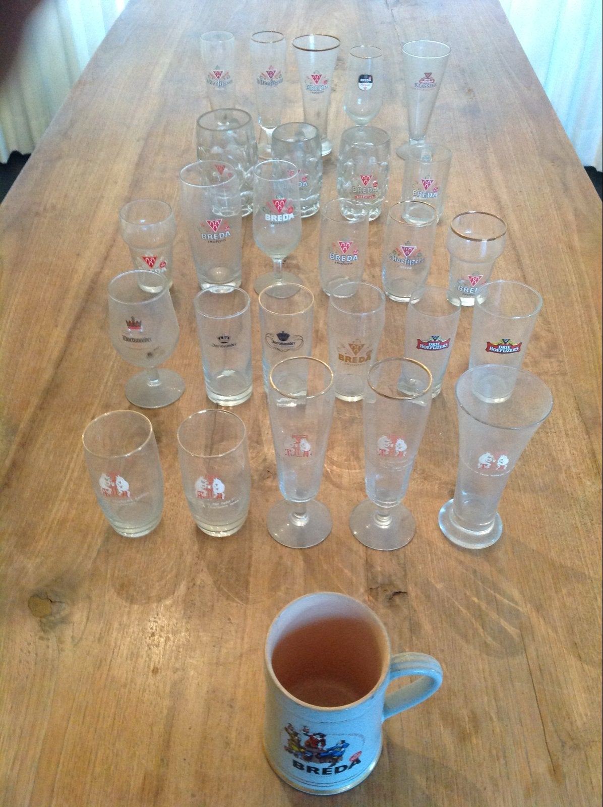 Collectie Breda - 3 Hoefijzers bierglazen, Verzamelen, Glas en Borrelglaasjes, Gebruikt, Bierglas, Ophalen