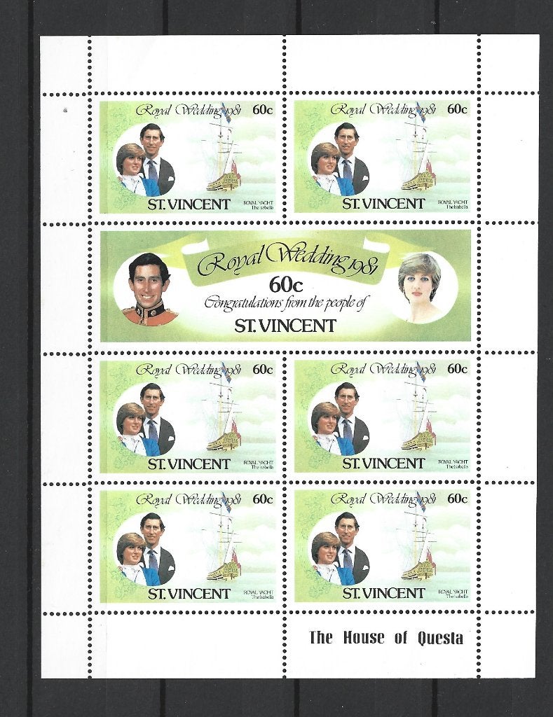1981 Seychelles Royal Wedding St Vincent    6 x vel, Ophalen of Verzenden, Postfris