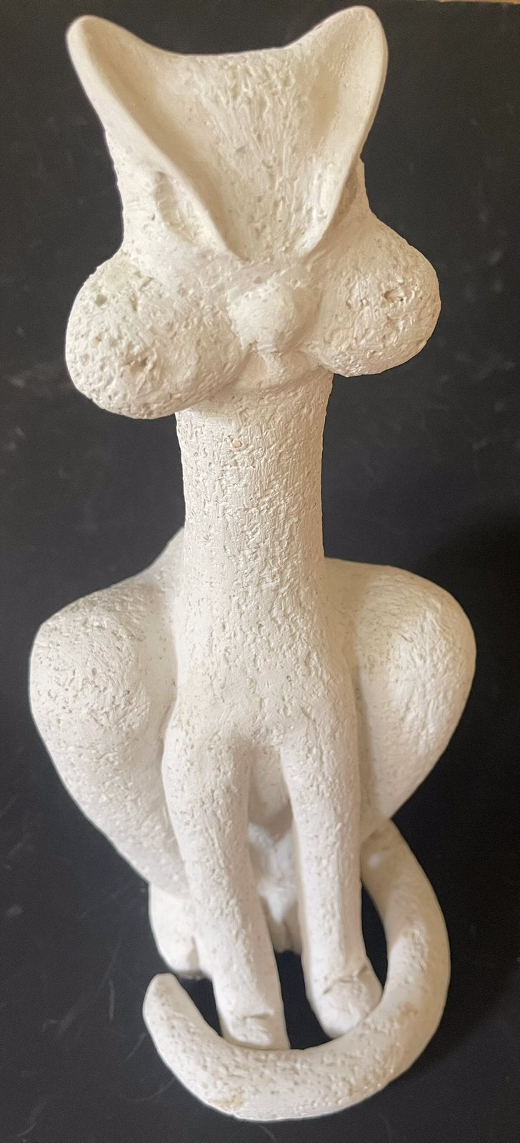 STENEN, MOOI GESTILEERDE KAT-FIGUUR MATERIAAL ONBEKEND, Ophalen of Verzenden, 20 - 50 cm, Wit, Beeld