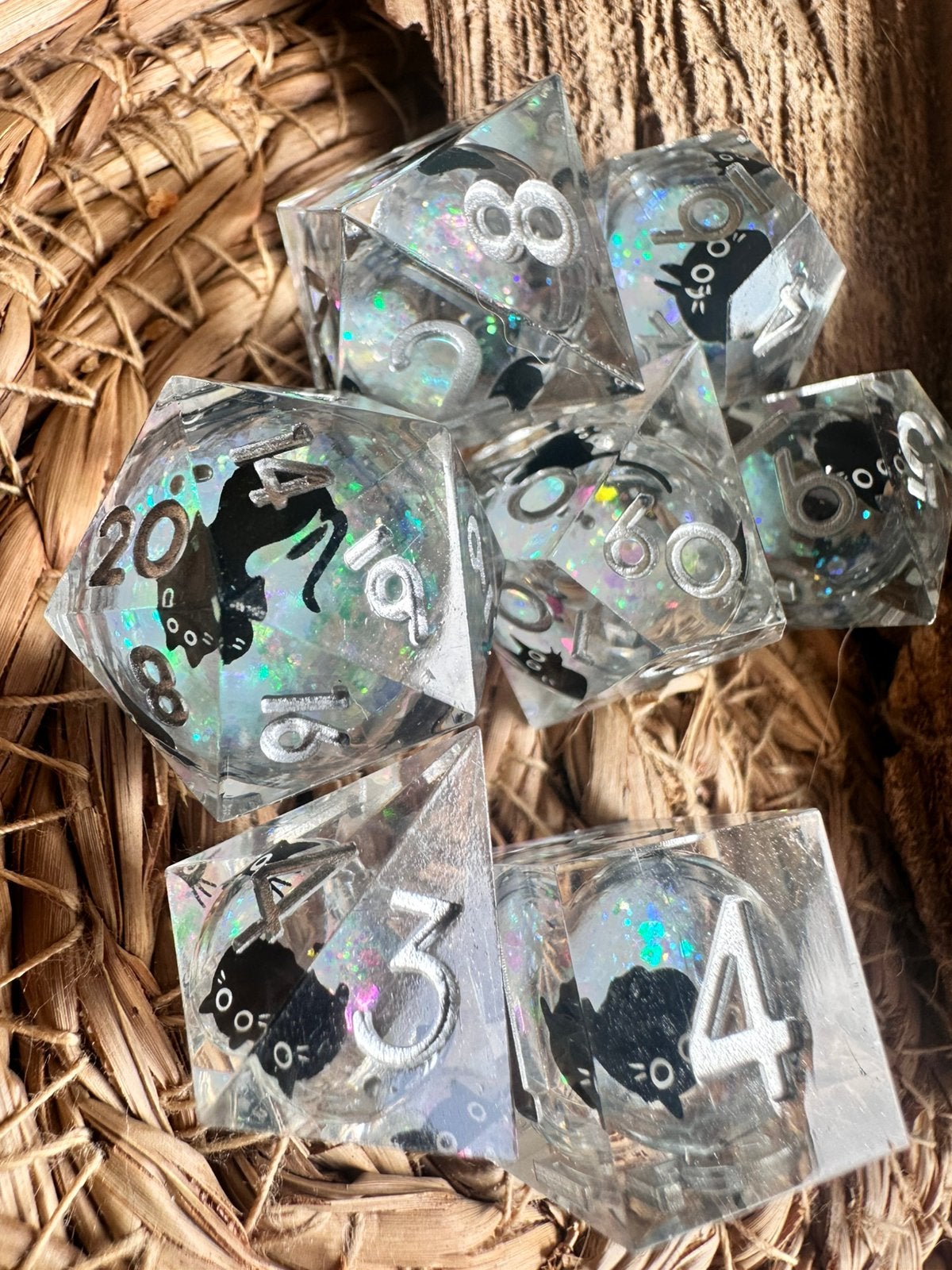 DND dice / katten / liquid / RPG / D&D / dobbelsteen set, Ophalen of Verzenden, Nieuw